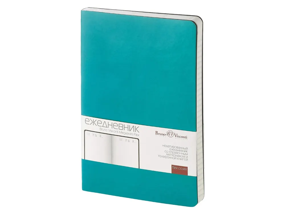 Ежедневник А5 недатированный «Megapolis Velvet Flex», морская волна