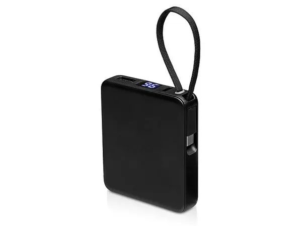 Внешний аккумулятор со встроенным кабелем USB-C «Дэнси», 5000 мАч, черный
