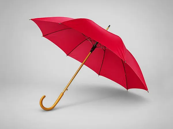 Зонт-трость полуавтоматический с деревянной ручкой