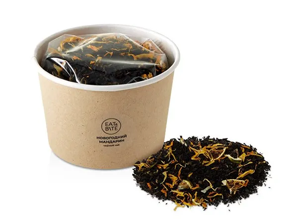 Чай черный "Новогодний мандарин" в картонном стаканчике, 50 гр.