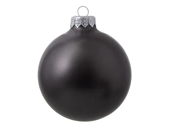 Стеклянный елочный шар "Christmas bauble", черный металлик, с серебристым колпачком в черной коробке