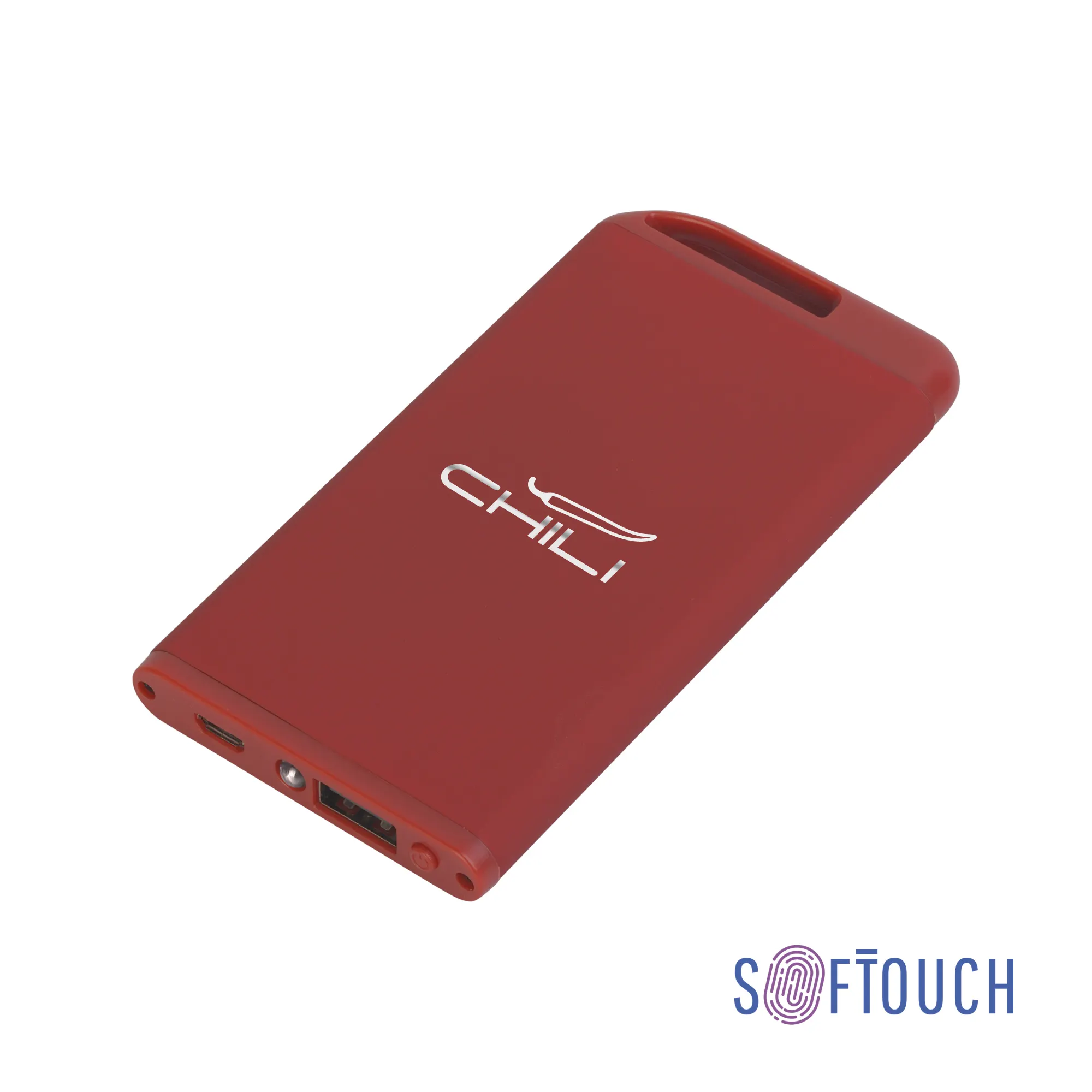 Зарядное устройство "Theta" с фонариком, 4000 mAh, покрытие soft touch (красный)